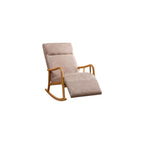 Wood Rocking Chair, Upholstered Rocker Chair with High Backrest, Ergonomic Relax Chair, Modern Leisure Armchair, Smooth Armrest Recliner, for Nursery, Living Room, Bedroom (Color : Blue)