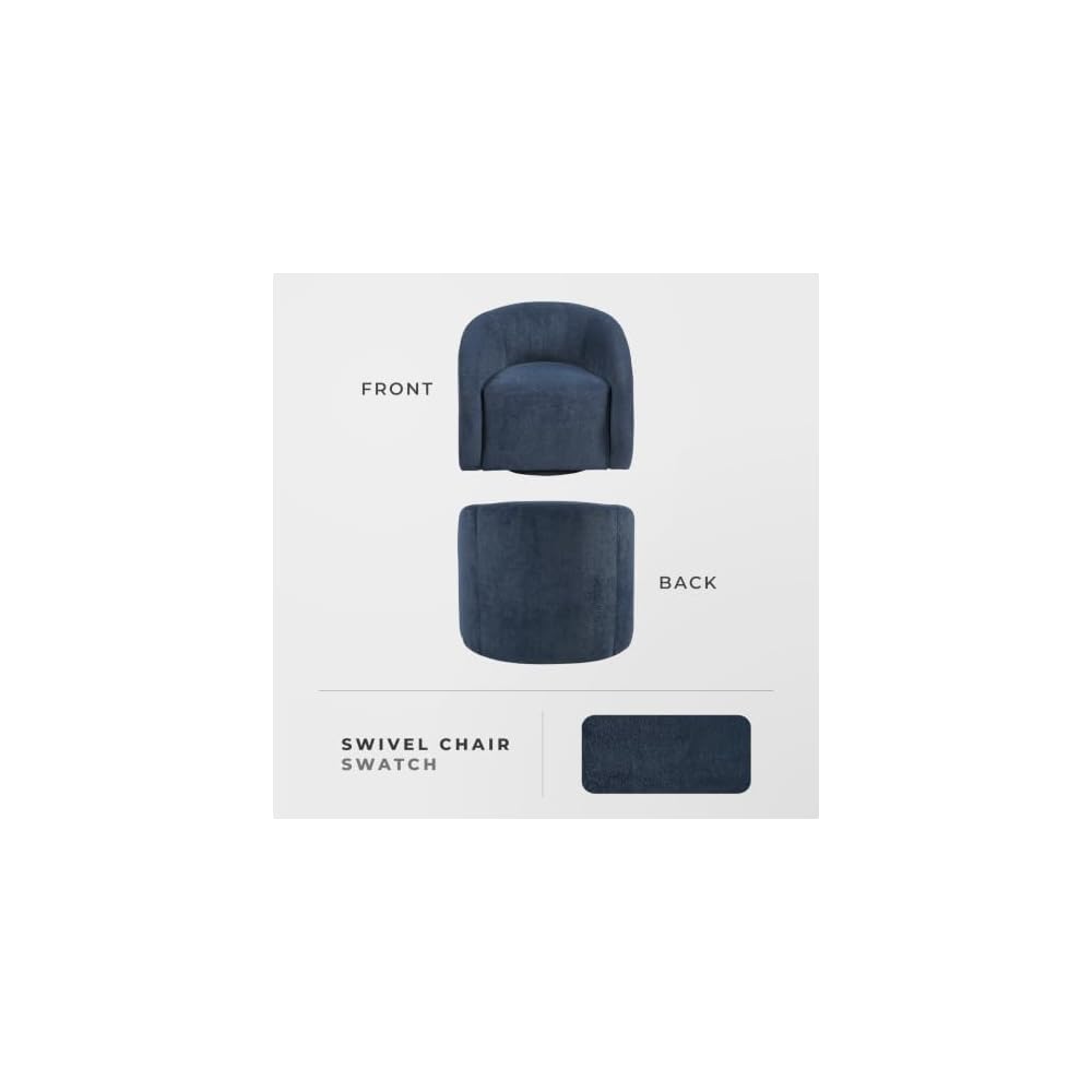 Lexicon Accent Chair, Swivel Barrel Chair, Blue Microfiber