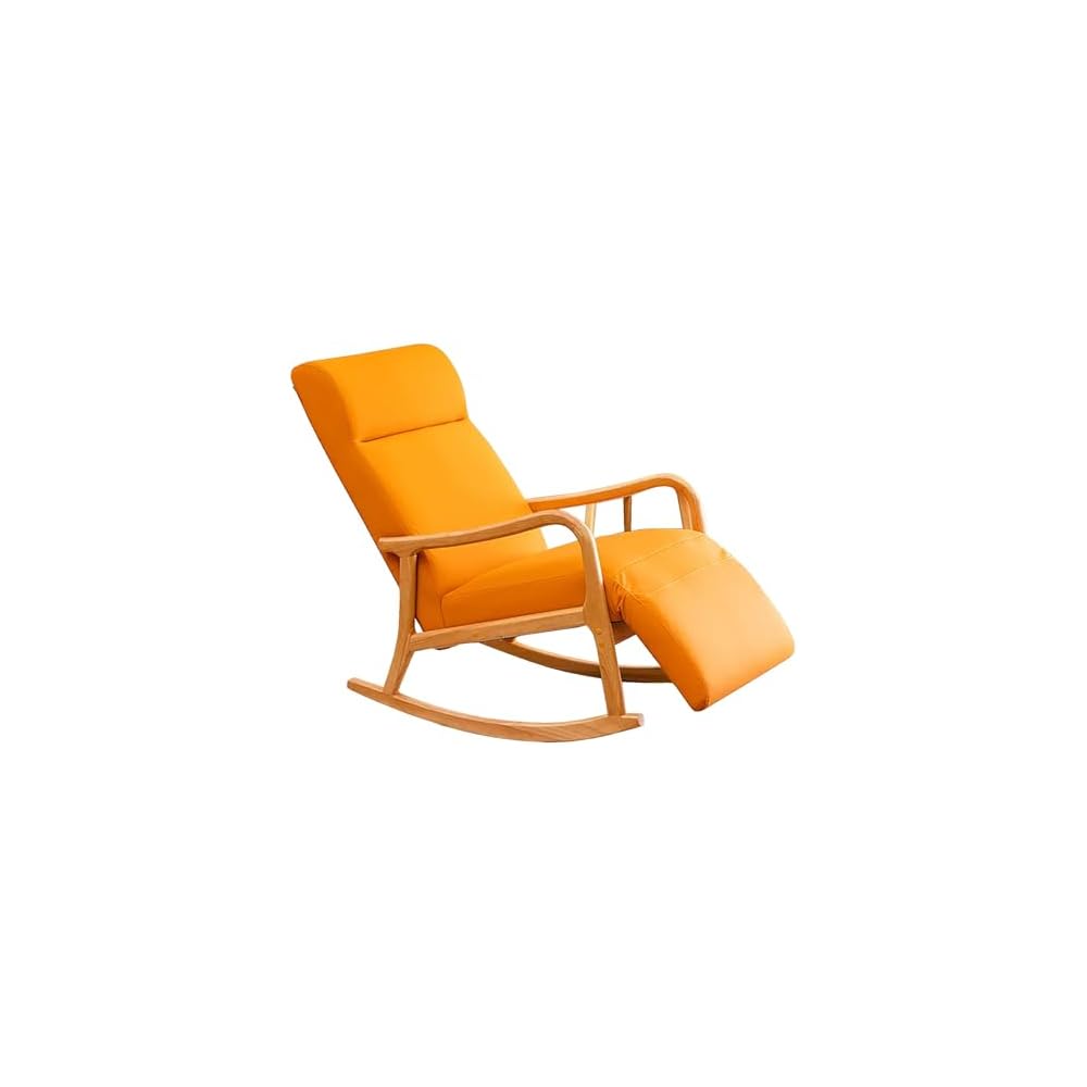 Wood Rocking Chair, Upholstered Rocker Chair with High Backrest, Ergonomic Relax Chair, Modern Leisure Armchair, Smooth Armrest Recliner, for Nursery, Living Room, Bedroom (Color : Blue)