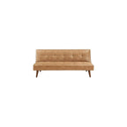 Benzara Sena Futon Convertible Sofa Bed Sleeper Couch, Light Brown Faux Leather