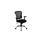 BizChair Mid-Back Black Mesh Swivel Task Office Chair with Chrome Base and Arms