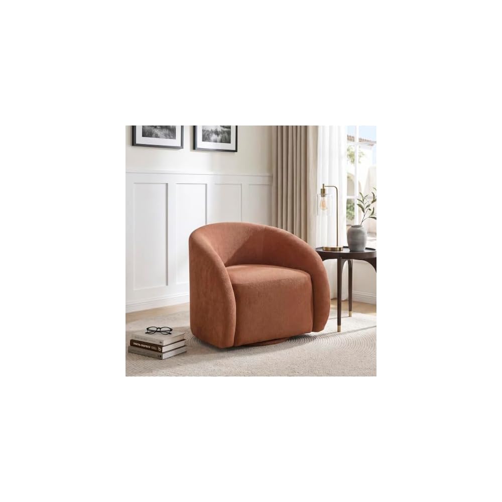 Lexicon Accent Chair, Swivel Barrel Chair, Blue Microfiber