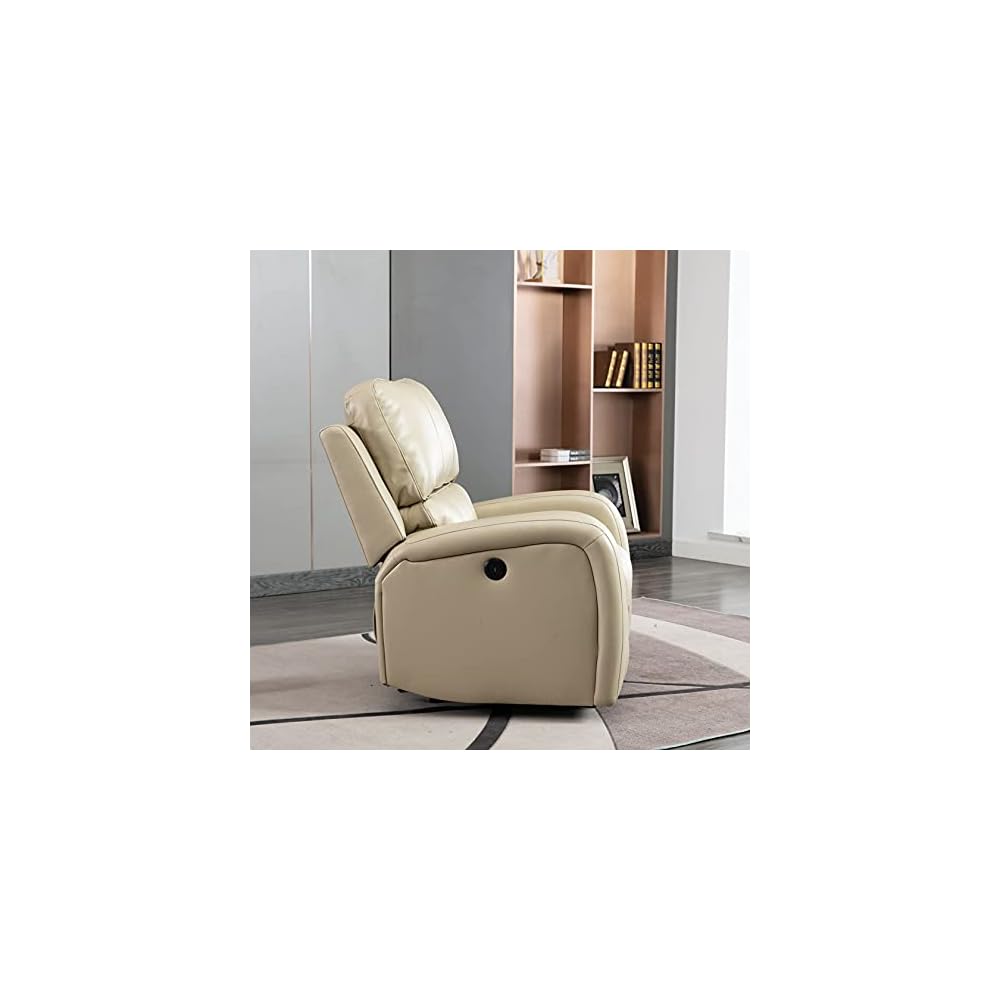 Power Recliner Chair Comfortable Air Leather Recliner Single Sofa with USB Charge Port Overstuffed Home Theater Seating for Living Room and Bedroom(Milk White)