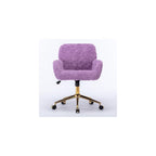 Furniture Office Chair,Artificial Rabbit Hair Home Office Chair with Golden Metal Base,Adjustable Desk Chair Swivel Office Chair,Vanity Chair(Violet)