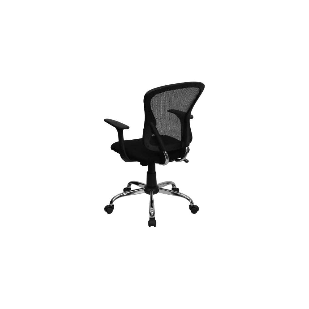 BizChair Mid-Back Black Mesh Swivel Task Office Chair with Chrome Base and Arms