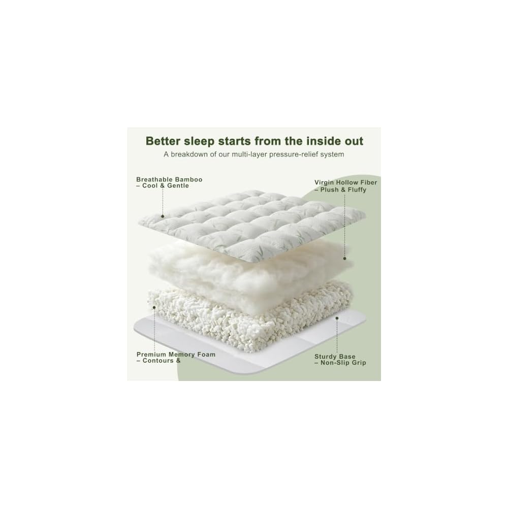 4 Inch Mattress Topper Memory Foam Cooling Bamboo Queen Size