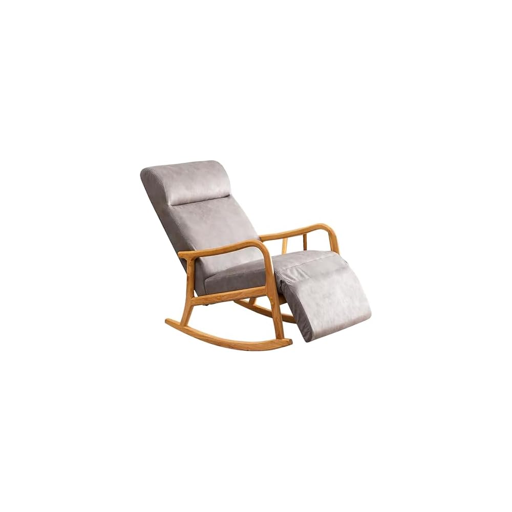 Wood Rocking Chair, Upholstered Rocker Chair with High Backrest, Ergonomic Relax Chair, Modern Leisure Armchair, Smooth Armrest Recliner, for Nursery, Living Room, Bedroom (Color : Blue)