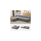 Garvee 108'' Modular Sectional Sofa, Left Facing Chaise L-Shaped Boneless Couch, Ultra Deep Seat Modern Sectional Sofa for Living Room, 5mm Wale Corduroy Fabric, Gary