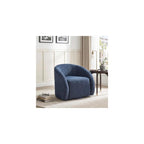 Lexicon Accent Chair, Swivel Barrel Chair, Blue Microfiber