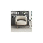 Lexicon Mid-Century Modern Velvet Accent Chair with Open Back, Gold Metal Legs, Upholstered Curved Barrel Armchair for Living Room/Bedroom/Office, Easy Assembly, Taupe