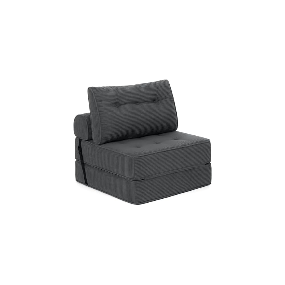 HOMMPA Folding Sofa Bed Convertible Sleeper Chair with Pillow Foldable Mattress with Back Support Portable Fold Out Sleeper Sofa Bed Floor Lounge Sofa for Living Room Home Office Single Size Dark Gray