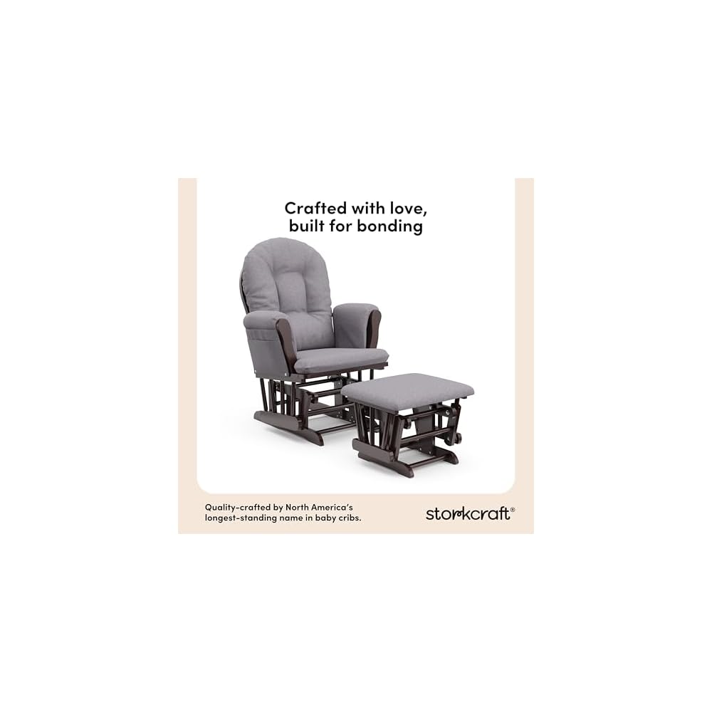 Storkcraft Premium Hoop Glider & Ottoman, Espresso/Gray Swirl