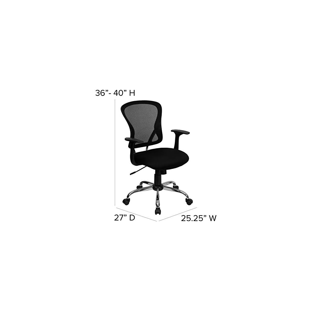 BizChair Mid-Back Black Mesh Swivel Task Office Chair with Chrome Base and Arms