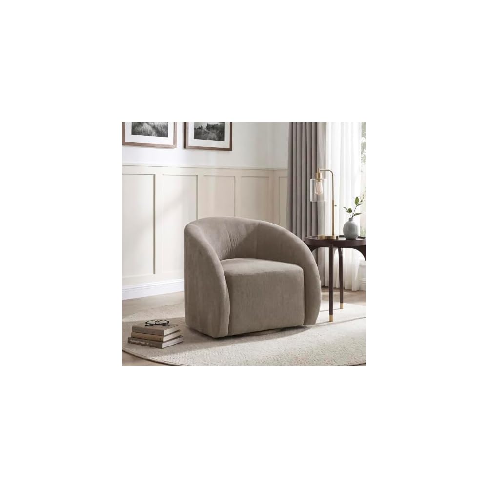 Lexicon Accent Chair, Swivel Barrel Chair, Blue Microfiber