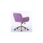 Furniture Office Chair,Artificial Rabbit Hair Home Office Chair with Golden Metal Base,Adjustable Desk Chair Swivel Office Chair,Vanity Chair(Violet)