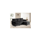 85" Modular Sectional Sofa with Storage, 3-Seat Corduroy Memory Foam Cloud Couch, L Shaped Modern Sectional Sofa Set with Movable Ottoman,Black