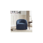 Lexicon Accent Chair, Swivel Barrel Chair, Blue Microfiber