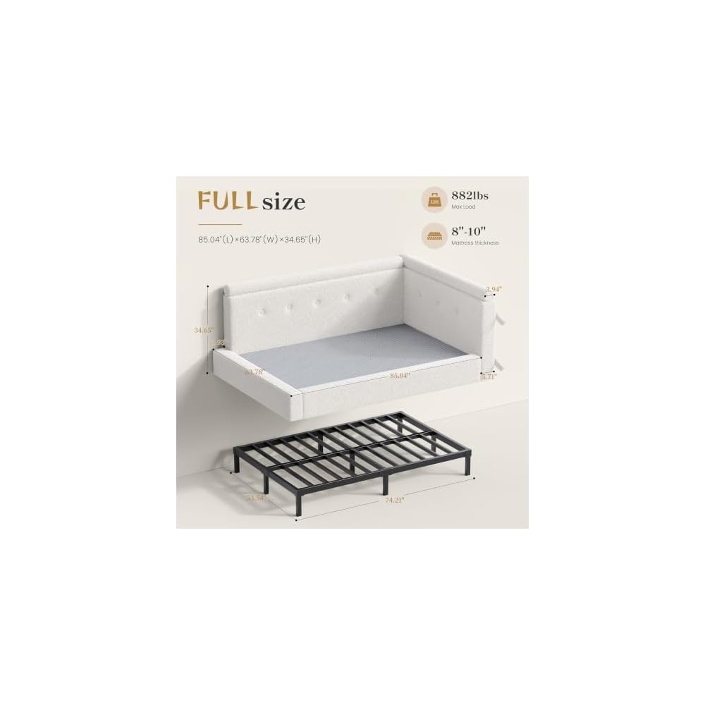 EnHomee Corner Cloud Bed Frame Full Size with Convertible Headboard