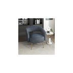 Lexicon Mid-Century Modern Velvet Accent Chair with Open Back, Gold Metal Legs, Upholstered Curved Barrel Armchair for Living Room/Bedroom/Office, Easy Assembly, Taupe