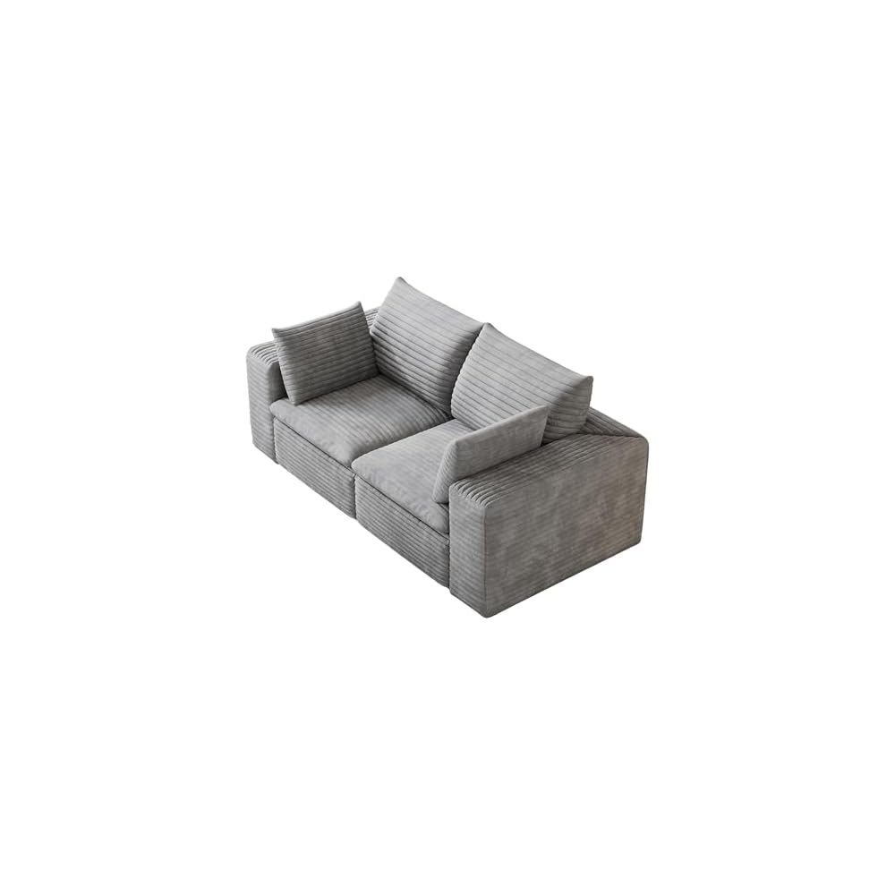 Modular Sectional Sofa Cloud Couch for Living Room - 71'' Modern Corduroy 2-Seater Boneless Loveseat, No Assembly Full Foam Floor Compression Sofas with Washable Removable Covers