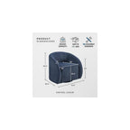 Lexicon Accent Chair, Swivel Barrel Chair, Blue Microfiber