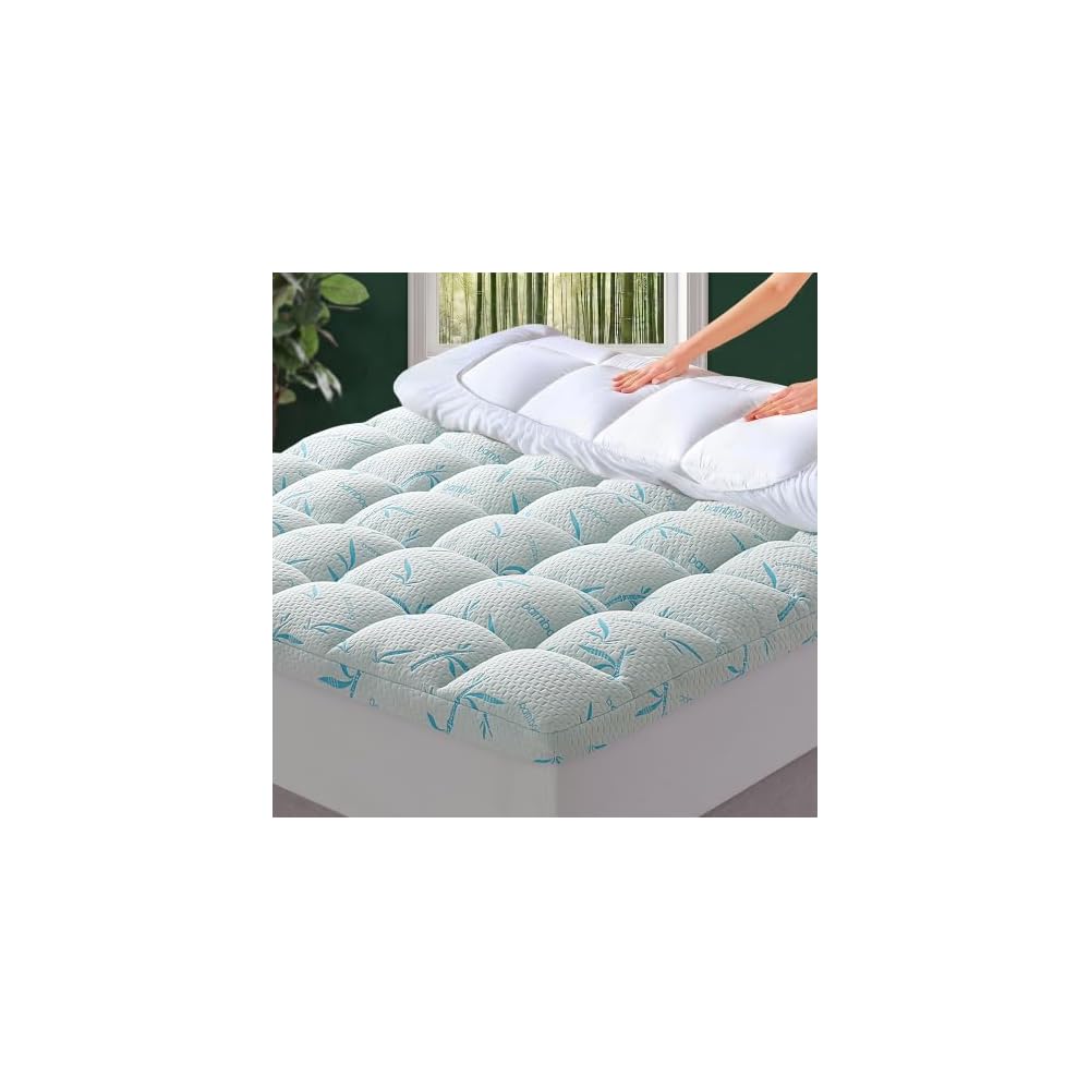 4 Inch Mattress Topper Memory Foam Cooling Bamboo Queen Size
