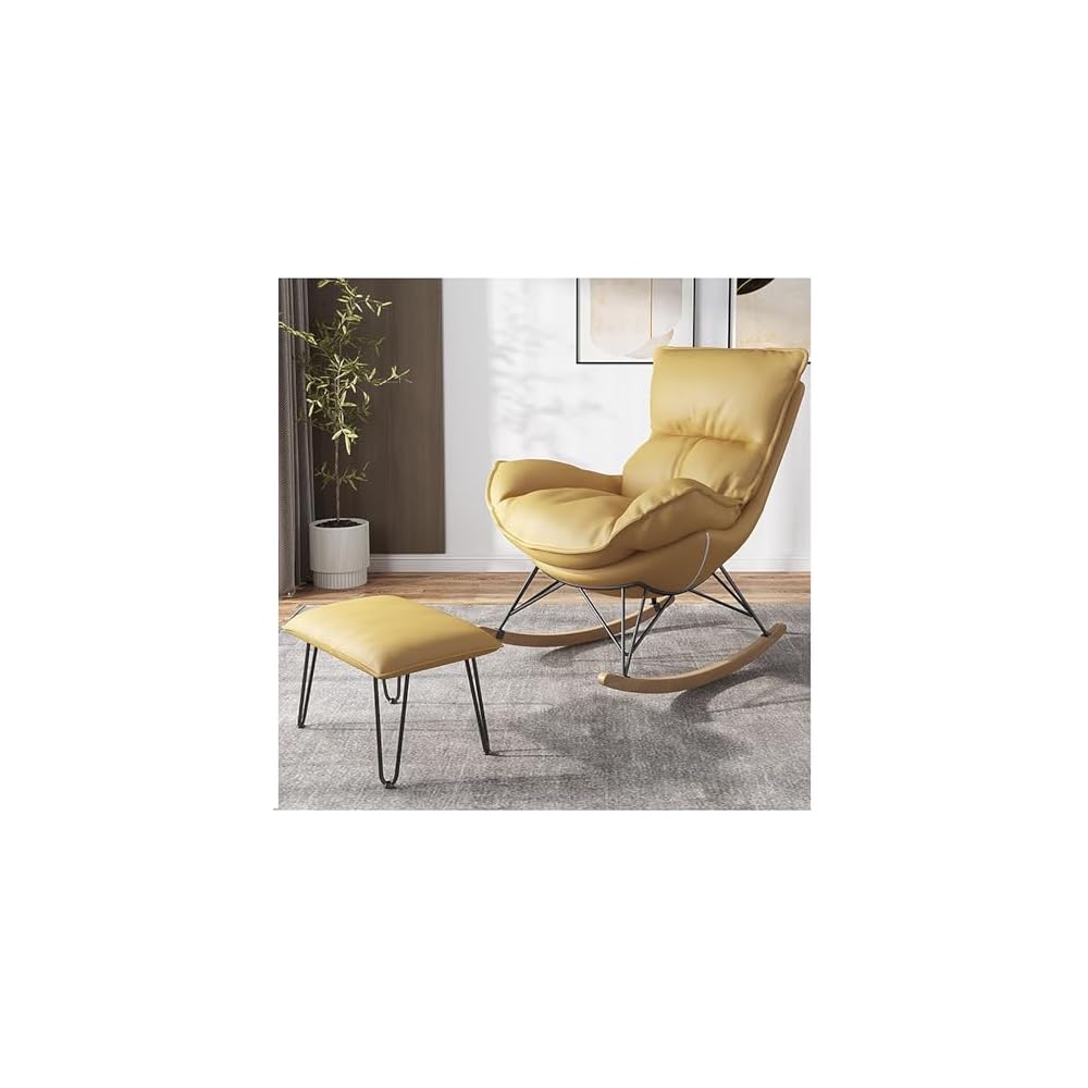 Lounge Chair Oversized Ergonomic Rocking Lobster Chairs Modern Leisure Waterproof Tech Cloth Rocking Chair with Footrest Comfy Lazy Sofa Recliner Beanbag Chair for Living Balcony Bedroom Whiskey Bar