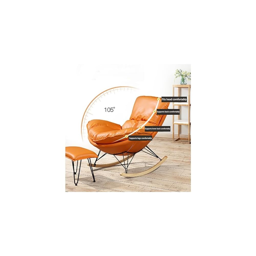 Lounge Chair Oversized Ergonomic Rocking Lobster Chairs Modern Leisure Waterproof Tech Cloth Rocking Chair with Footrest Comfy Lazy Sofa Recliner Beanbag Chair for Living Balcony Bedroom Whiskey Bar