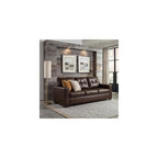 Signature Design by Ashley Santorine Transitional Tufted Leather Match Sofa, Dark Brown