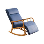 Wood Rocking Chair, Upholstered Rocker Chair with High Backrest, Ergonomic Relax Chair, Modern Leisure Armchair, Smooth Armrest Recliner, for Nursery, Living Room, Bedroom (Color : Blue)