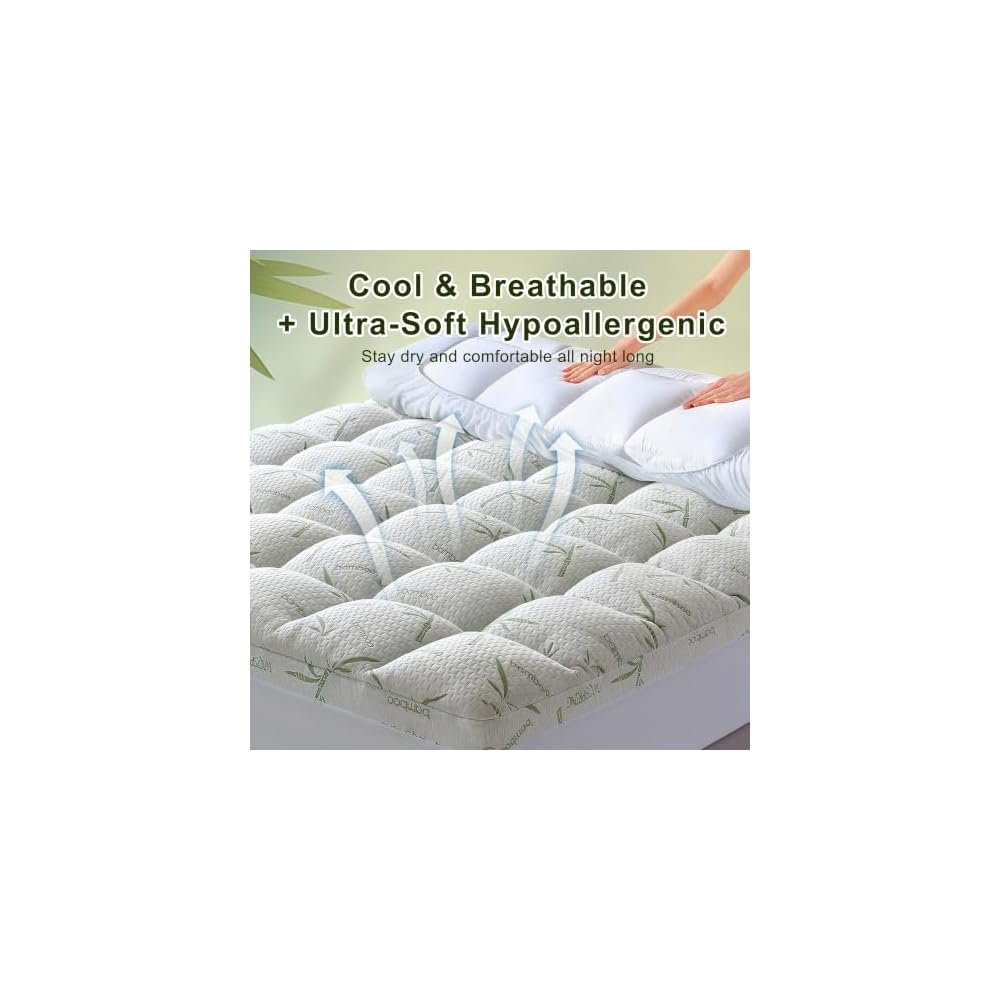 4 Inch Mattress Topper Memory Foam Cooling Bamboo Queen Size