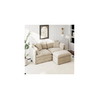 Aoowow Modular Sectional Sofa Modern Convertible Loveseat Couch,77.16 Inch Deep 2-Seater Sofas Comfy Chenille Cloud Sofas and Couches Set with Movable Ottoman for Living Room Apartment（Camel）