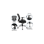 BizChair Mid-Back Black Mesh Swivel Task Office Chair with Chrome Base and Arms