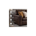 Signature Design by Ashley Santorine Transitional Tufted Leather Match Sofa, Dark Brown