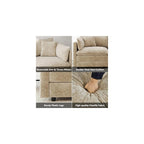 Aoowow Modular Sectional Sofa Modern Convertible Loveseat Couch,77.16 Inch Deep 2-Seater Sofas Comfy Chenille Cloud Sofas and Couches Set with Movable Ottoman for Living Room Apartment（Camel）