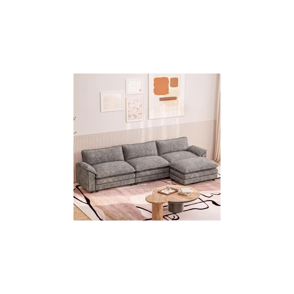 Furniwell 119" Modular Sectional Couch, L Shaped Cloud Sofa for Living Room