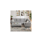 Modular Sectional Sofa, L-Shaped Sectional Couch with Movable Ottoman, Removable Covers, Comfy Sectionals Set for Living Room,Office (Light Grey, 6-Seats)