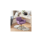 Furniture Office Chair,Artificial Rabbit Hair Home Office Chair with Golden Metal Base,Adjustable Desk Chair Swivel Office Chair,Vanity Chair(Violet)