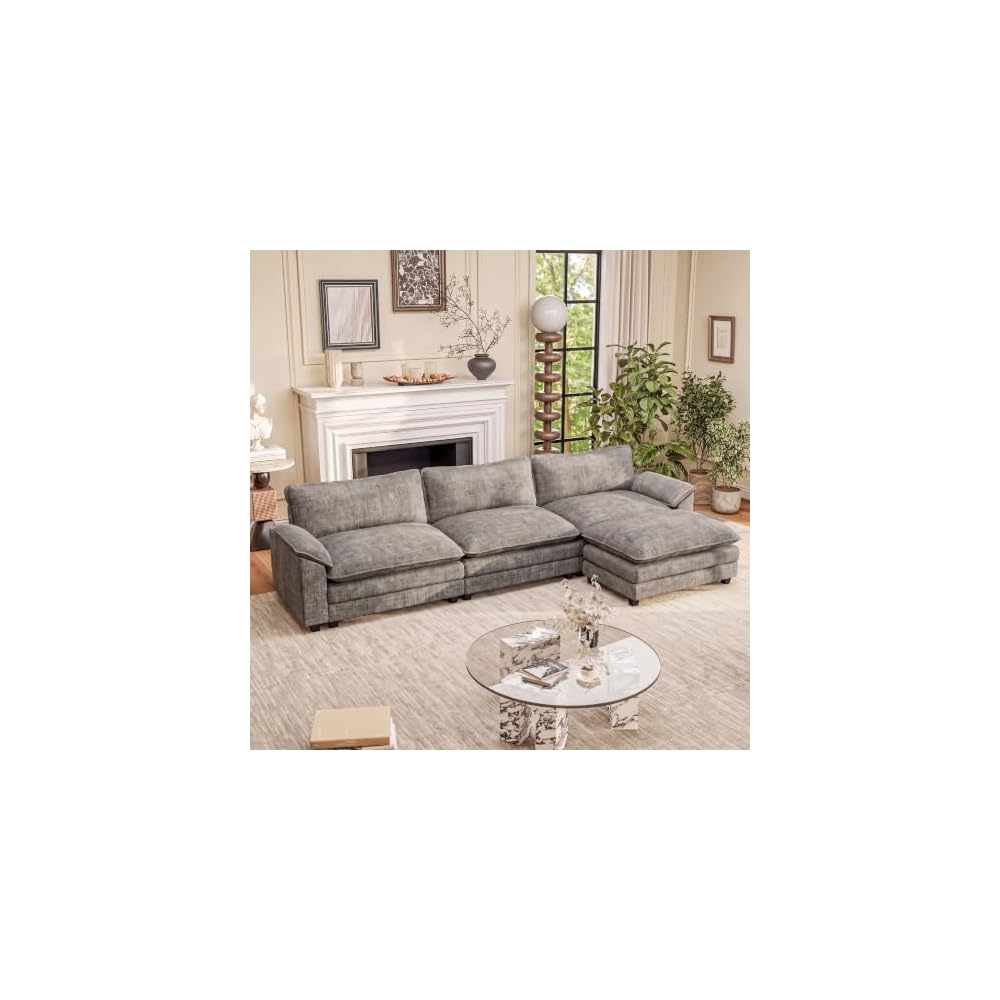 Furniwell 119" Modular Sectional Couch, L Shaped Cloud Sofa for Living Room