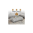 Modular Sectional Sofa, L-Shaped Sectional Couch with Movable Ottoman, Removable Covers, Comfy Sectionals Set for Living Room,Office (Light Grey, 6-Seats)