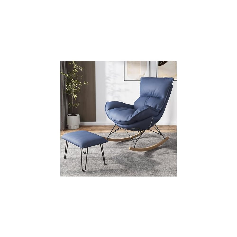 Lounge Chair Oversized Ergonomic Rocking Lobster Chairs Modern Leisure Waterproof Tech Cloth Rocking Chair with Footrest Comfy Lazy Sofa Recliner Beanbag Chair for Living Balcony Bedroom Whiskey Bar