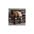 Signature Design by Ashley Santorine Transitional Tufted Leather Match Sofa, Dark Brown