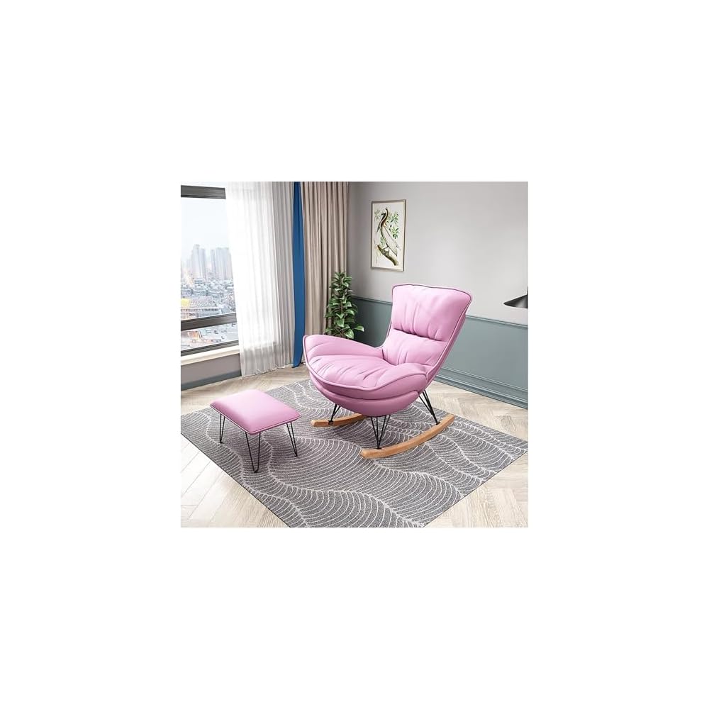 Lounge Chair Oversized Ergonomic Rocking Lobster Chairs Modern Leisure Waterproof Tech Cloth Rocking Chair with Footrest Comfy Lazy Sofa Recliner Beanbag Chair for Living Balcony Bedroom Whiskey Bar