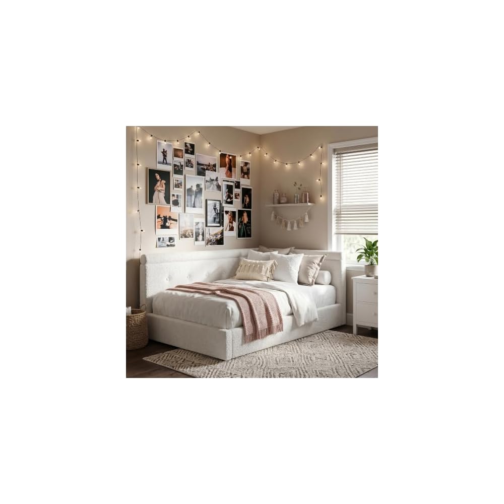 EnHomee Corner Cloud Bed Frame Full Size with Convertible Headboard