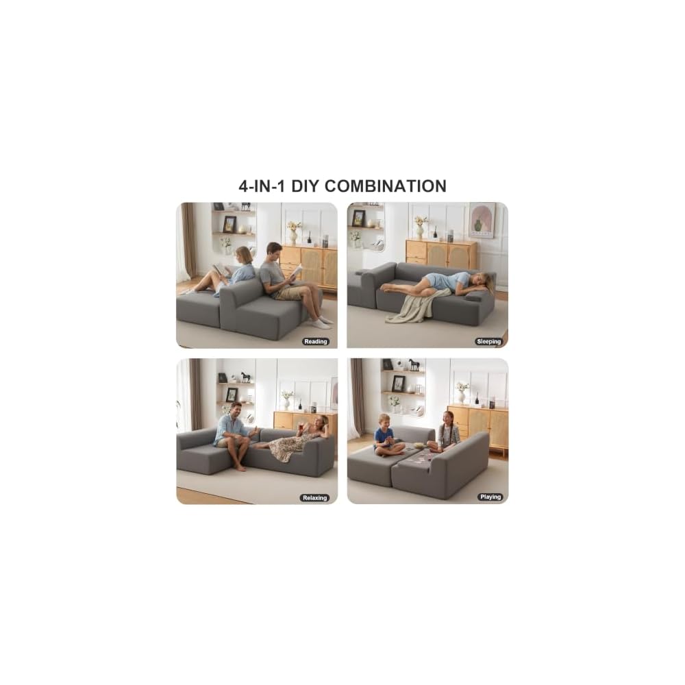 Garvee 108'' Modular Sectional Sofa, Left Facing Chaise L-Shaped Boneless Couch, Ultra Deep Seat Modern Sectional Sofa for Living Room, 5mm Wale Corduroy Fabric, Gary