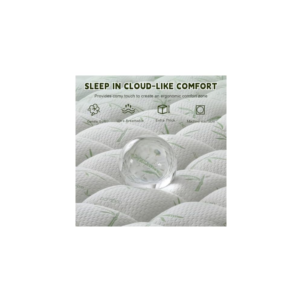 4 Inch Mattress Topper Memory Foam Cooling Bamboo Queen Size
