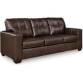 Signature Design by Ashley Santorine Transitional Tufted Leather Match Sofa, Dark Brown