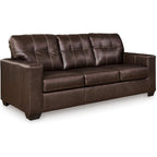 Signature Design by Ashley Santorine Transitional Tufted Leather Match Sofa, Dark Brown