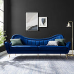 Modway EEI-5874-NAV Cheshire Channel Tufted Performance Velvet Sofa, Navy