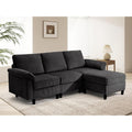 85" Modular Sectional Sofa with Storage, 3-Seat Corduroy Memory Foam Cloud Couch, L Shaped Modern Sectional Sofa Set with Movable Ottoman,Black